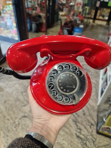 Telefono rosso disco vintage - rosso,